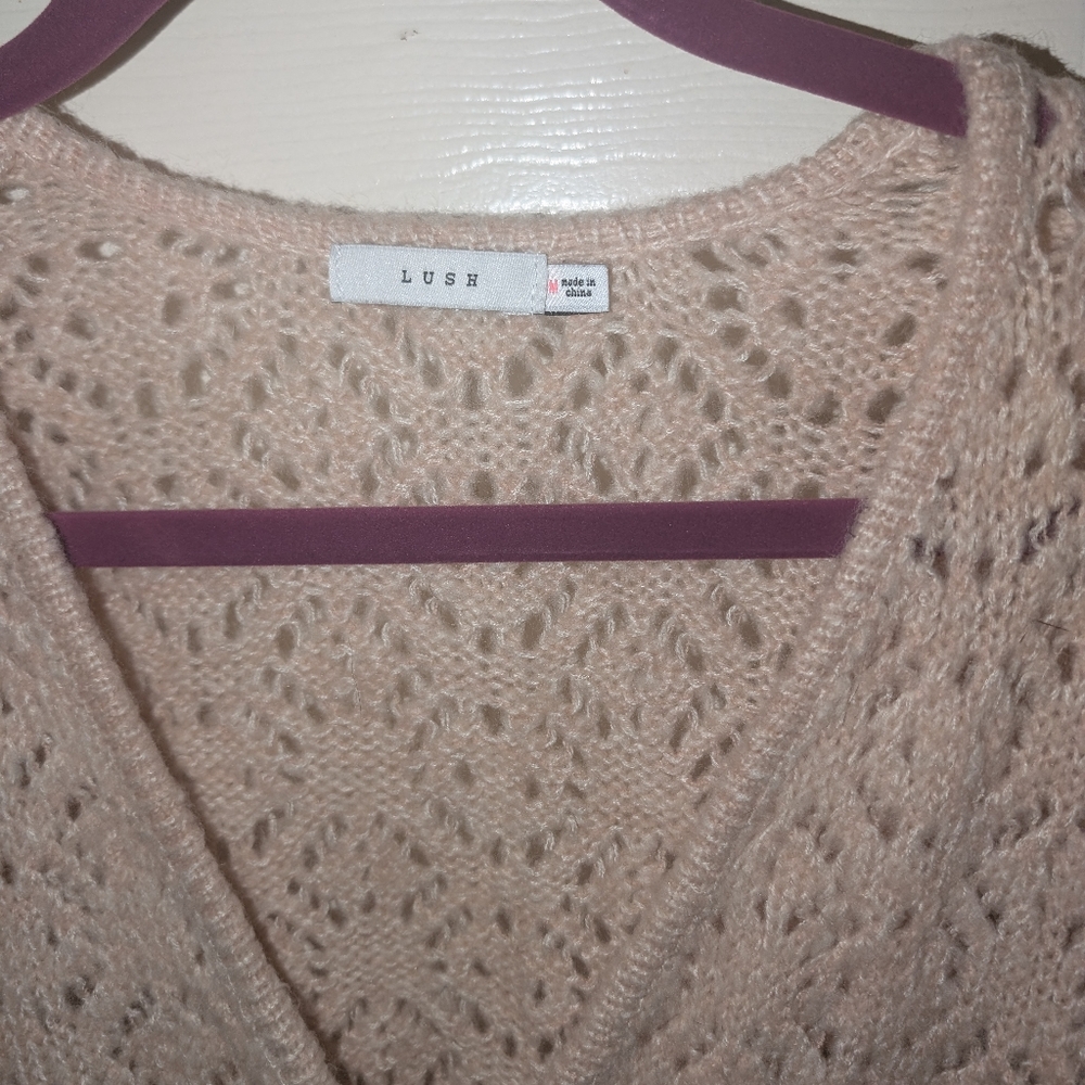 Lush Women's Cream Lace V-Neck Pullover - Picture 2 of 4